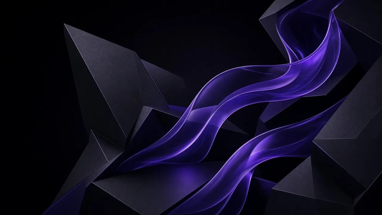 Abstract architectural planes in purple glass.