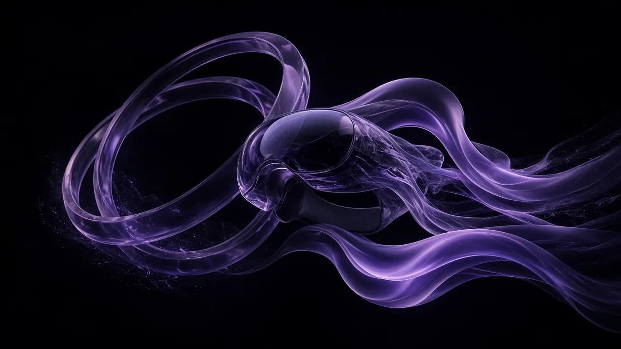 Translucent purple rings suggesting a spatial computing environment.